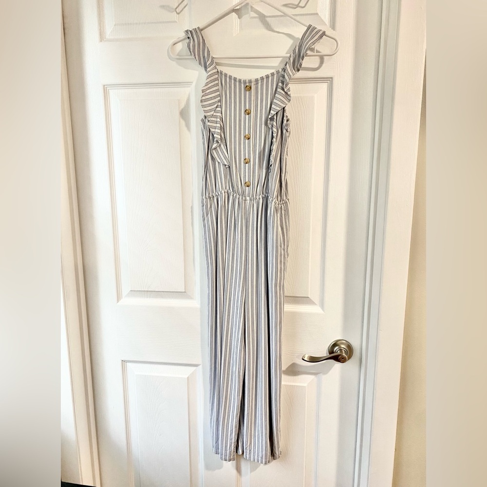 Abercrombie and Fitch Girls Striped Ruffle Jumpsuit 11/12